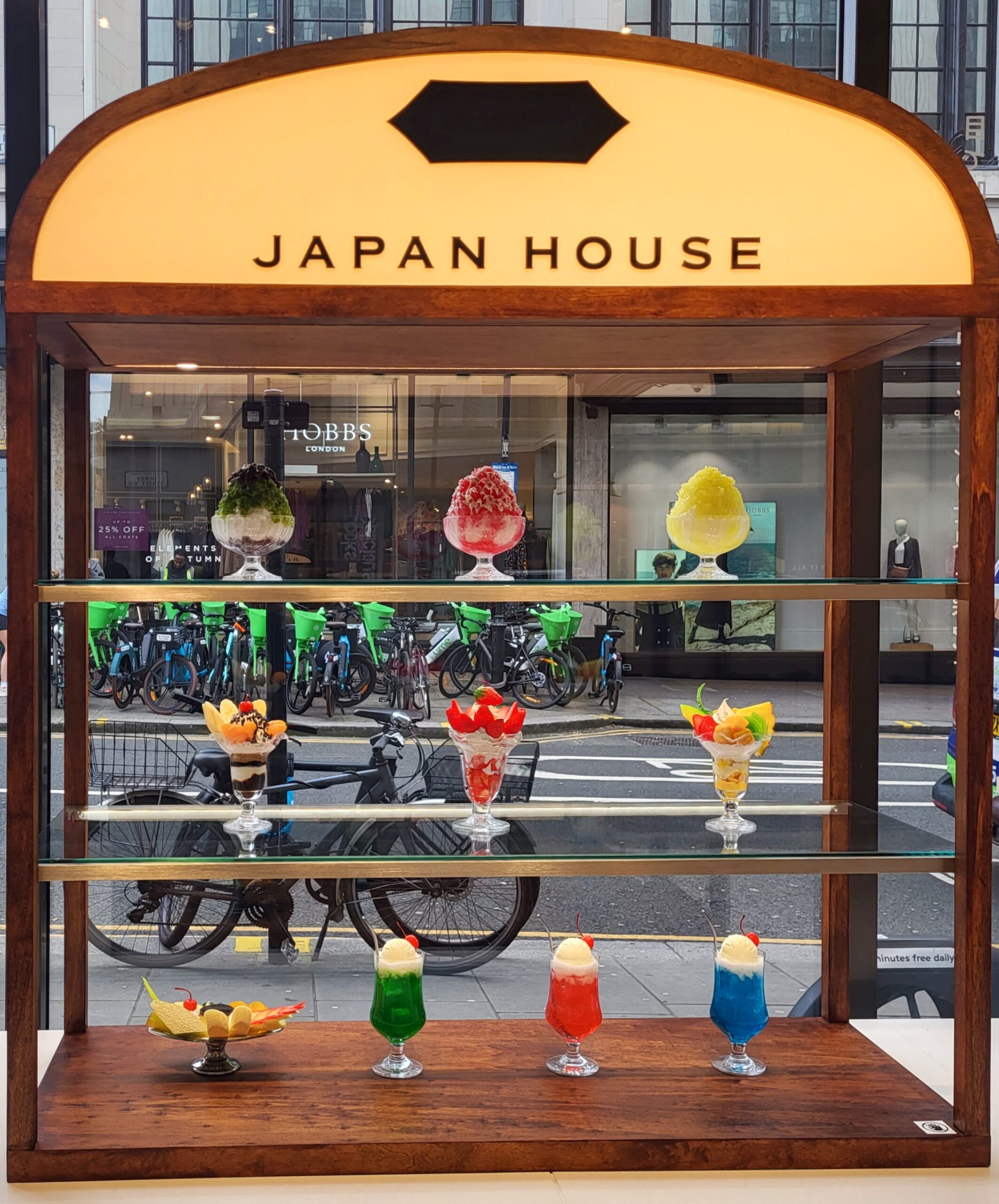 A display of food replicas at Japan House London