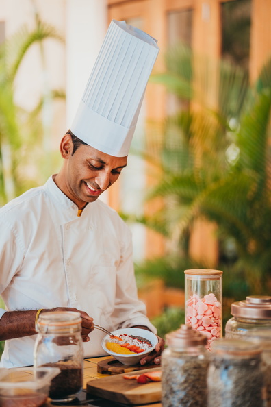 Executive Chef, Shiva Moonien preparing breakfast.