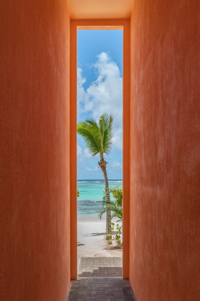 Looking between SALT rooms towards the beach.